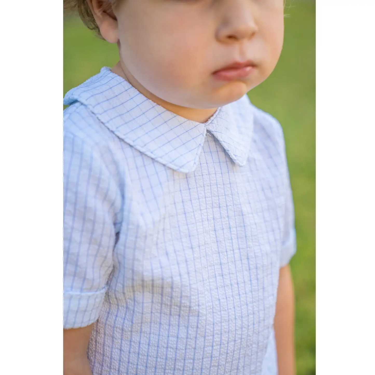 Eli Blue Windowpane Short Set