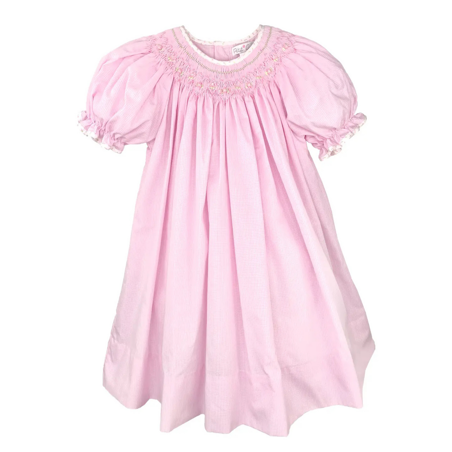 Bishop Smocked Pink Check Dress