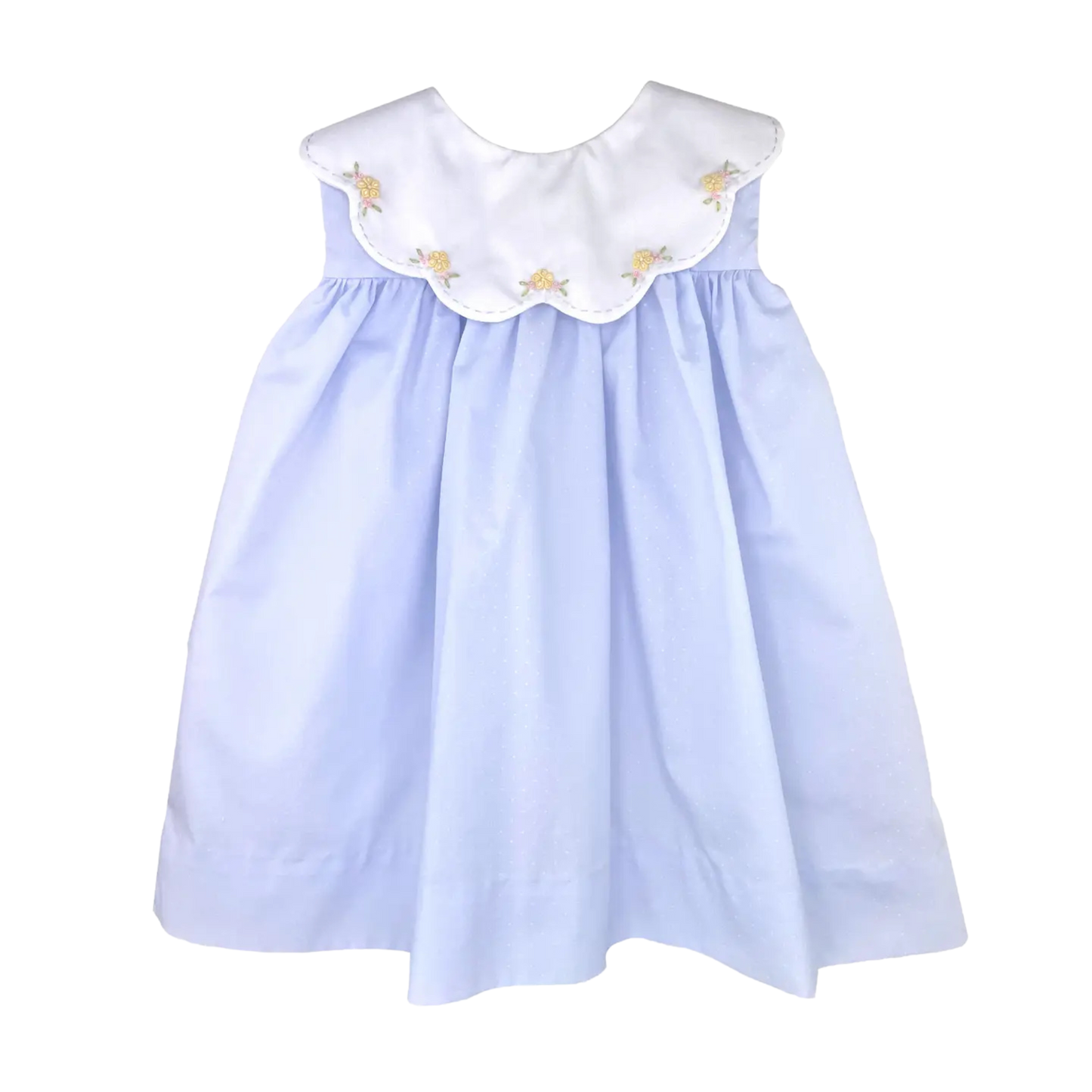 Holland Embroidered Dress - Blue Dot Print