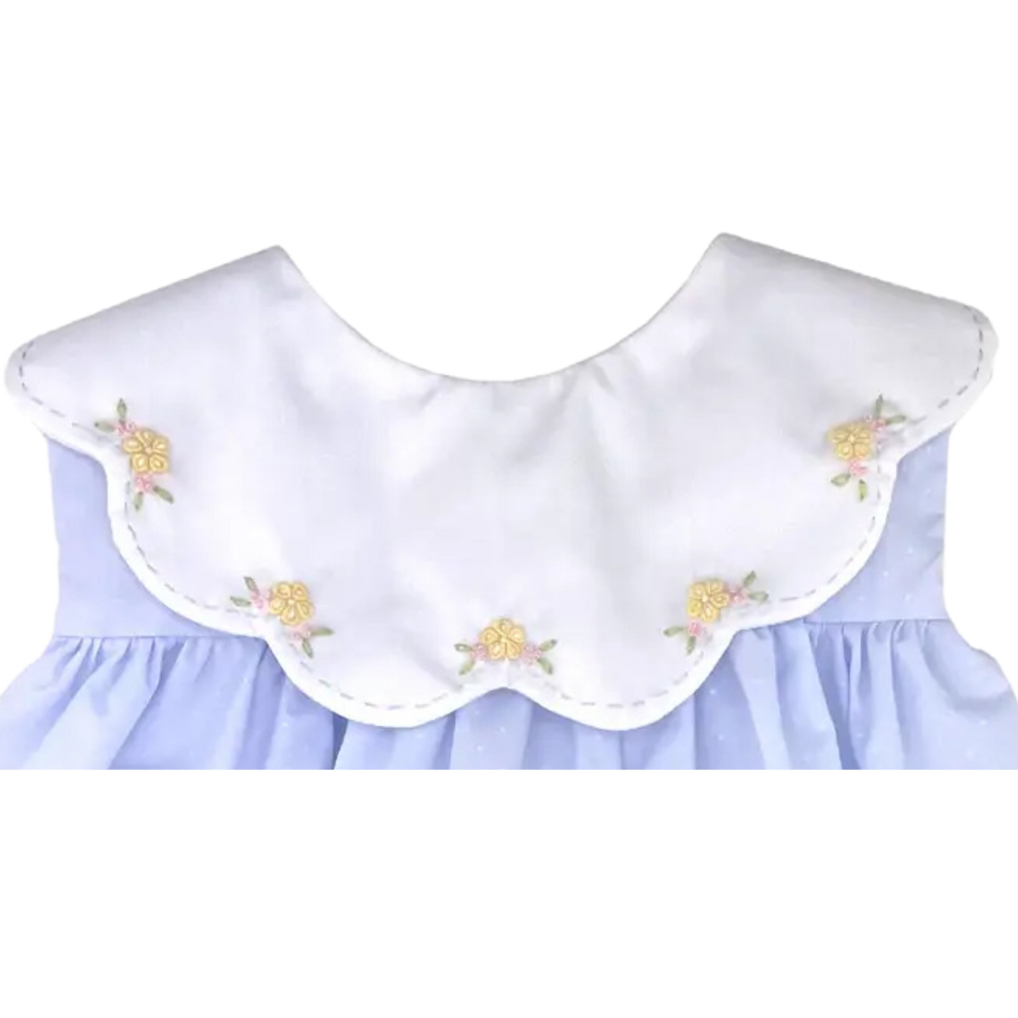 Holland Embroidered Dress - Blue Dot Print
