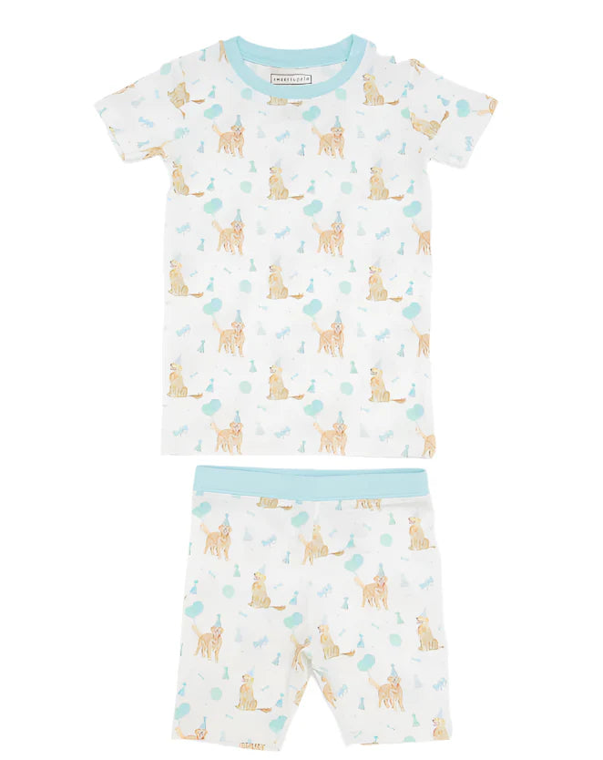 Blue Golden Days Two Piece Short Pajama Set
