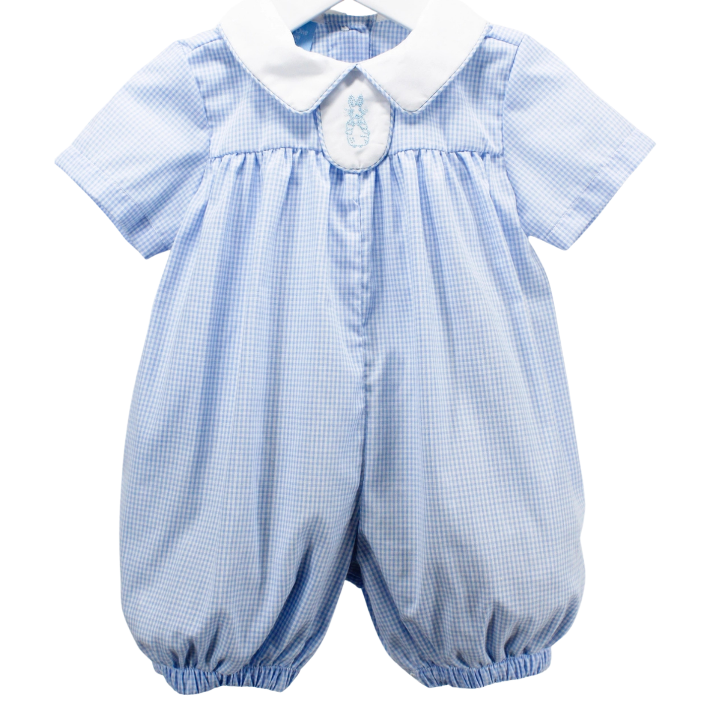 Luke Embroidered Bunny Romper - Blue