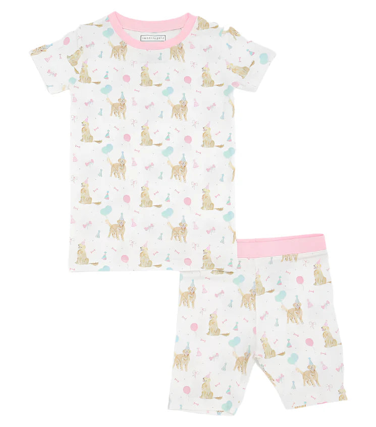 Pink Golden Days Two Piece Short Pajama Set