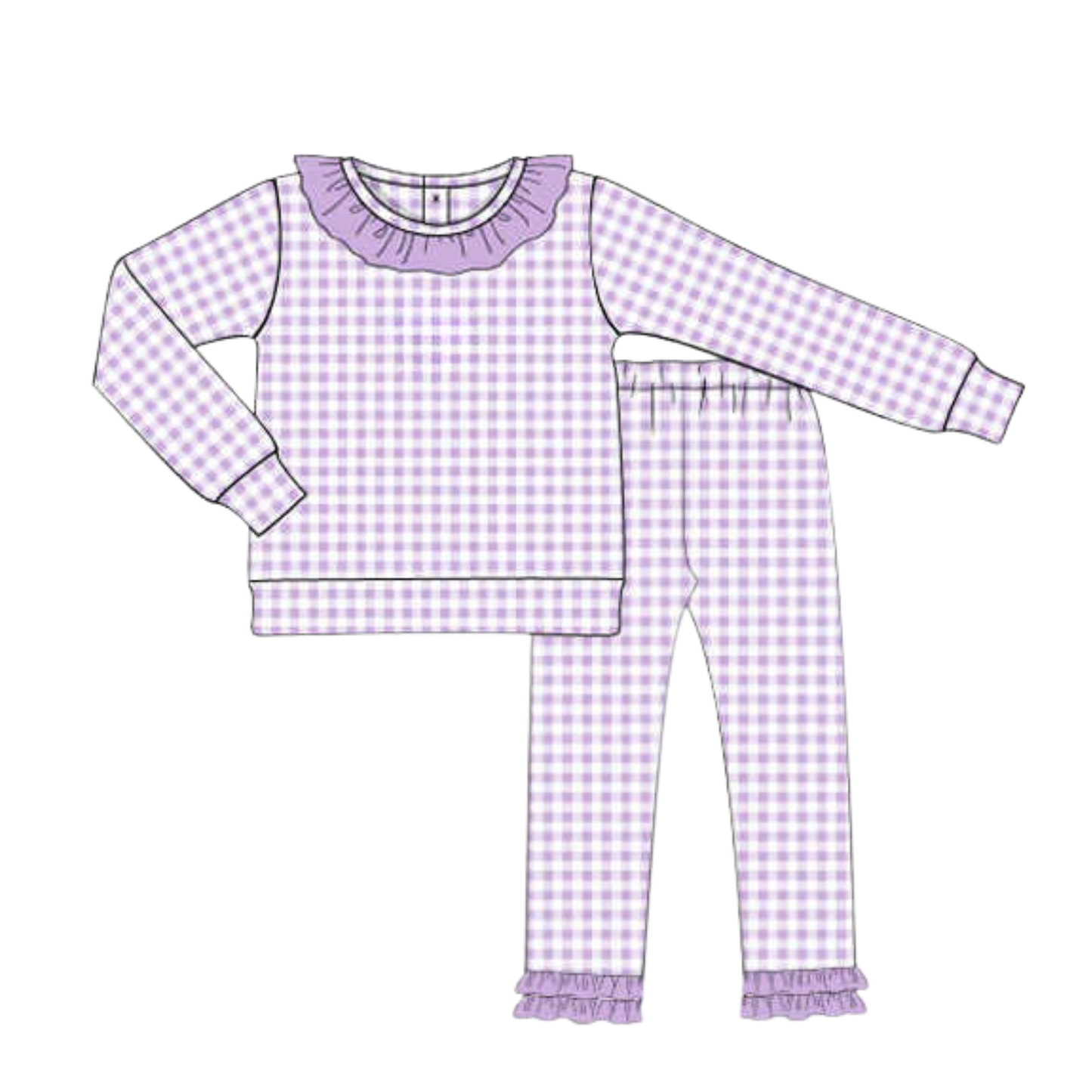Campbell Purple Gingham Lounge Set