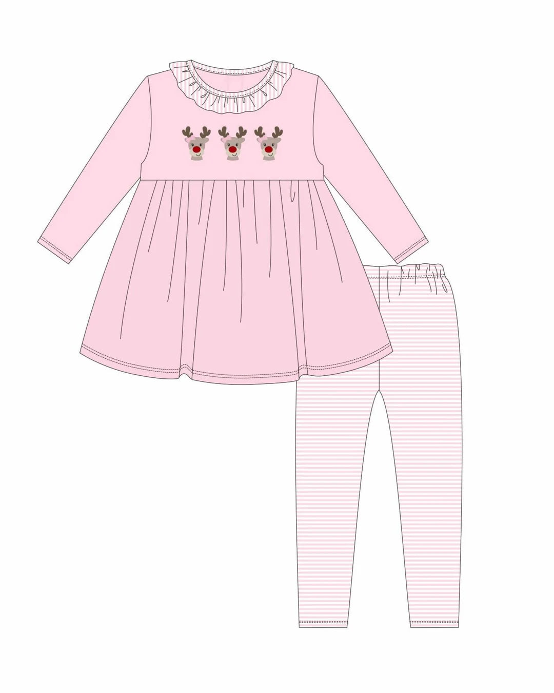 Run Run Rudolph Ruffle Pink Pants Set