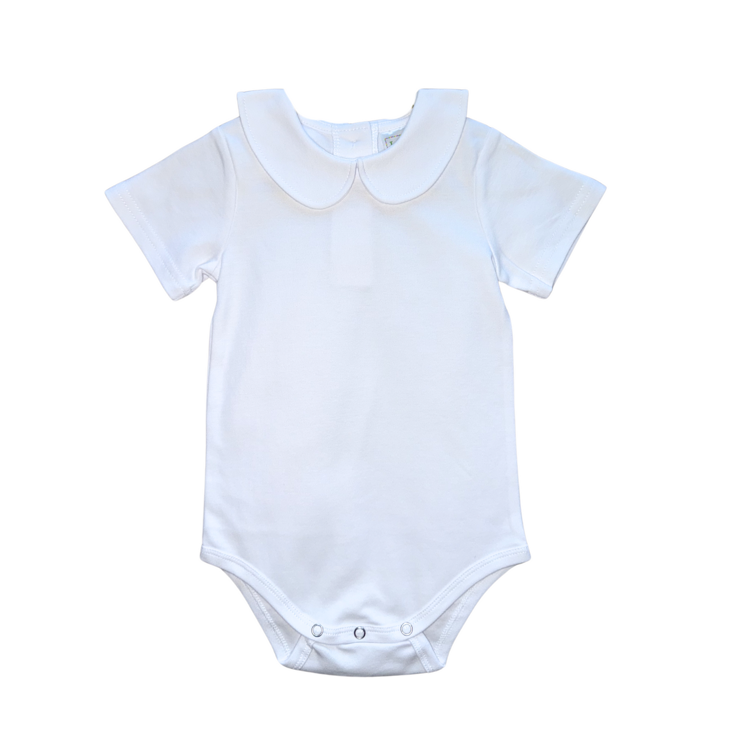 White Short Sleeve Peter Pan Collar Bodysuit