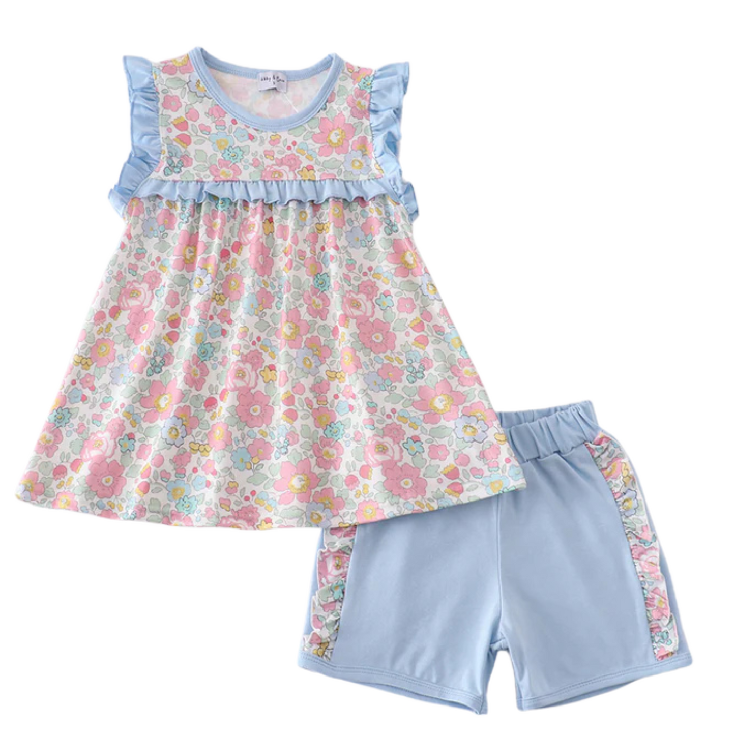Paisley Floral Ruffle Short Set