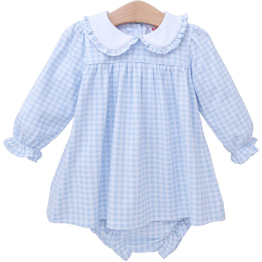 Catherine Blue Gingham Diaper Set