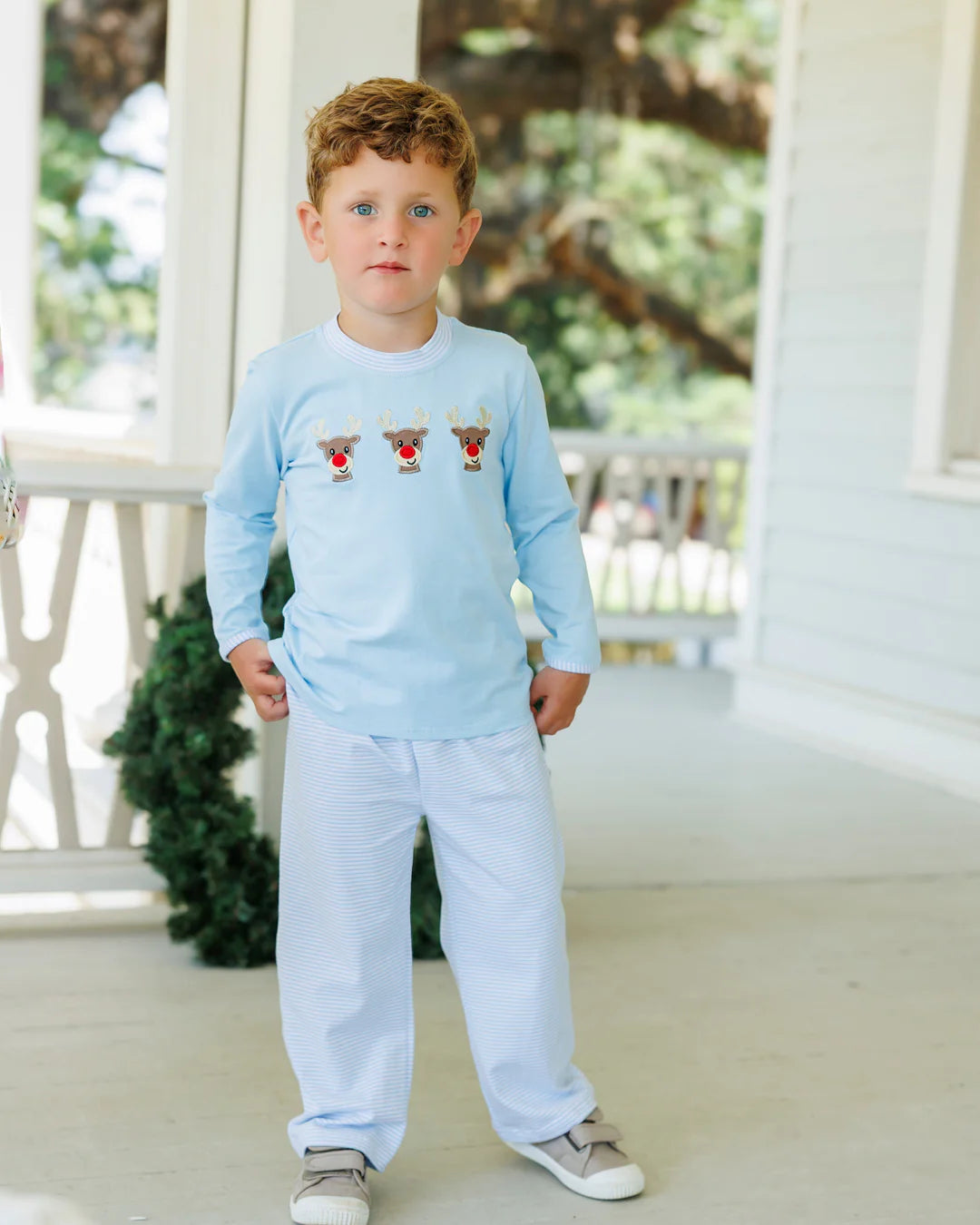 Run Run Rudolph Blue Pants Set