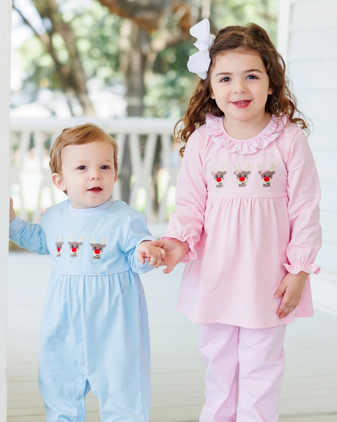 Run Run Rudolph Ruffle Pink Pants Set