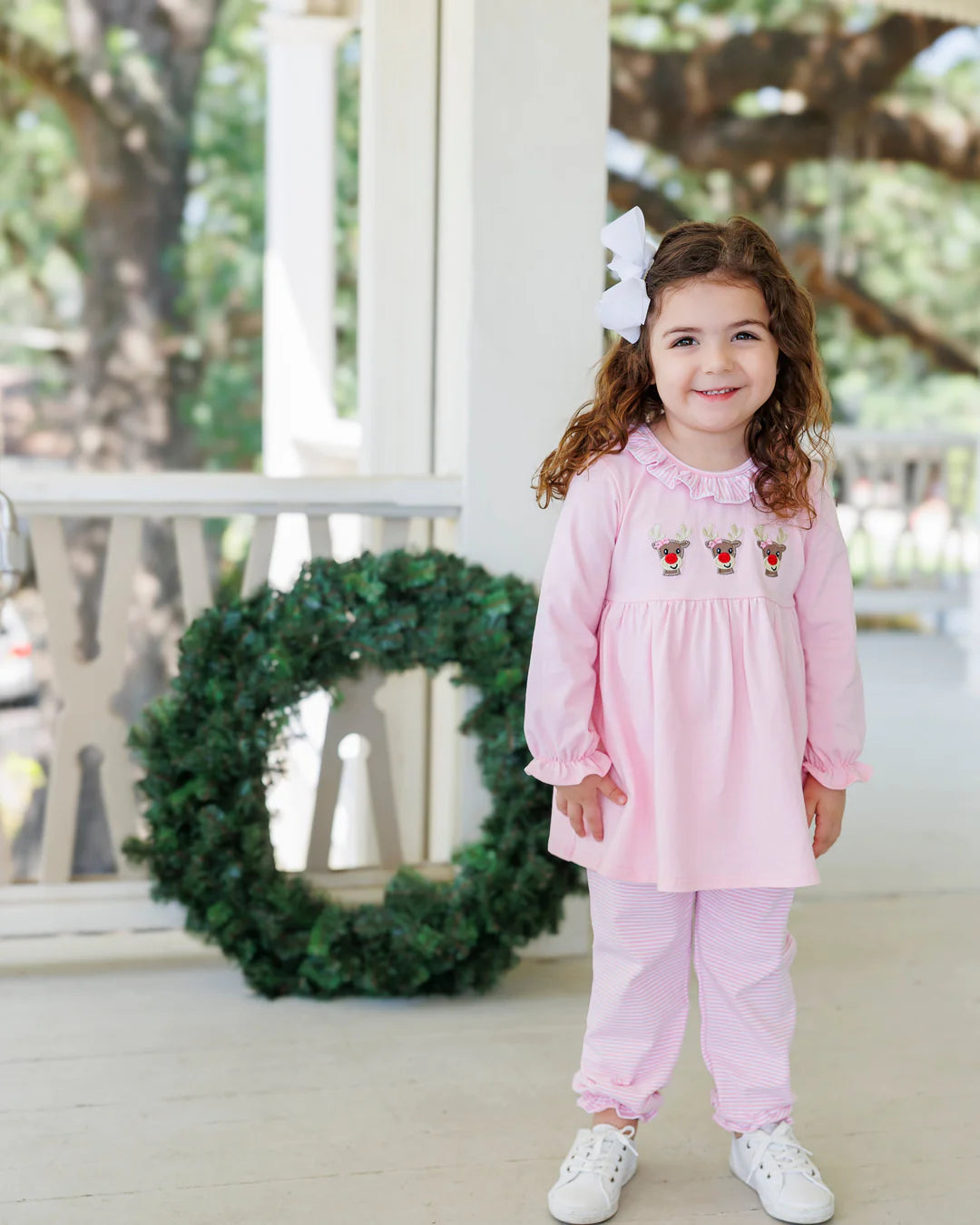 Run Run Rudolph Ruffle Pink Pants Set