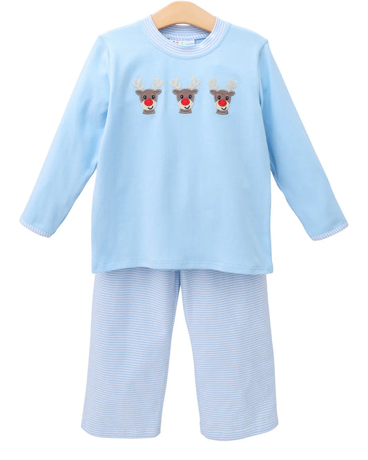 Run Run Rudolph Blue Pants Set