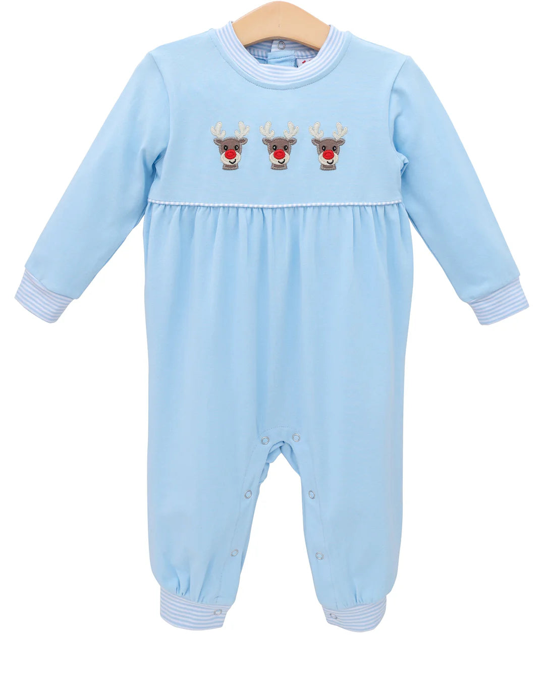Run Run Rudolph Blue Romper