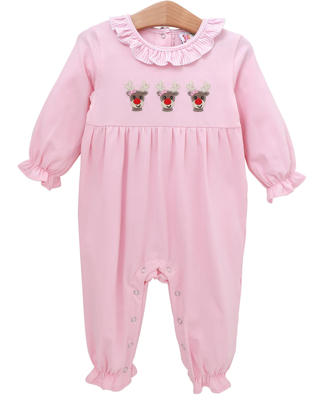 Run Run Rudolph Ruffle Pink Romper