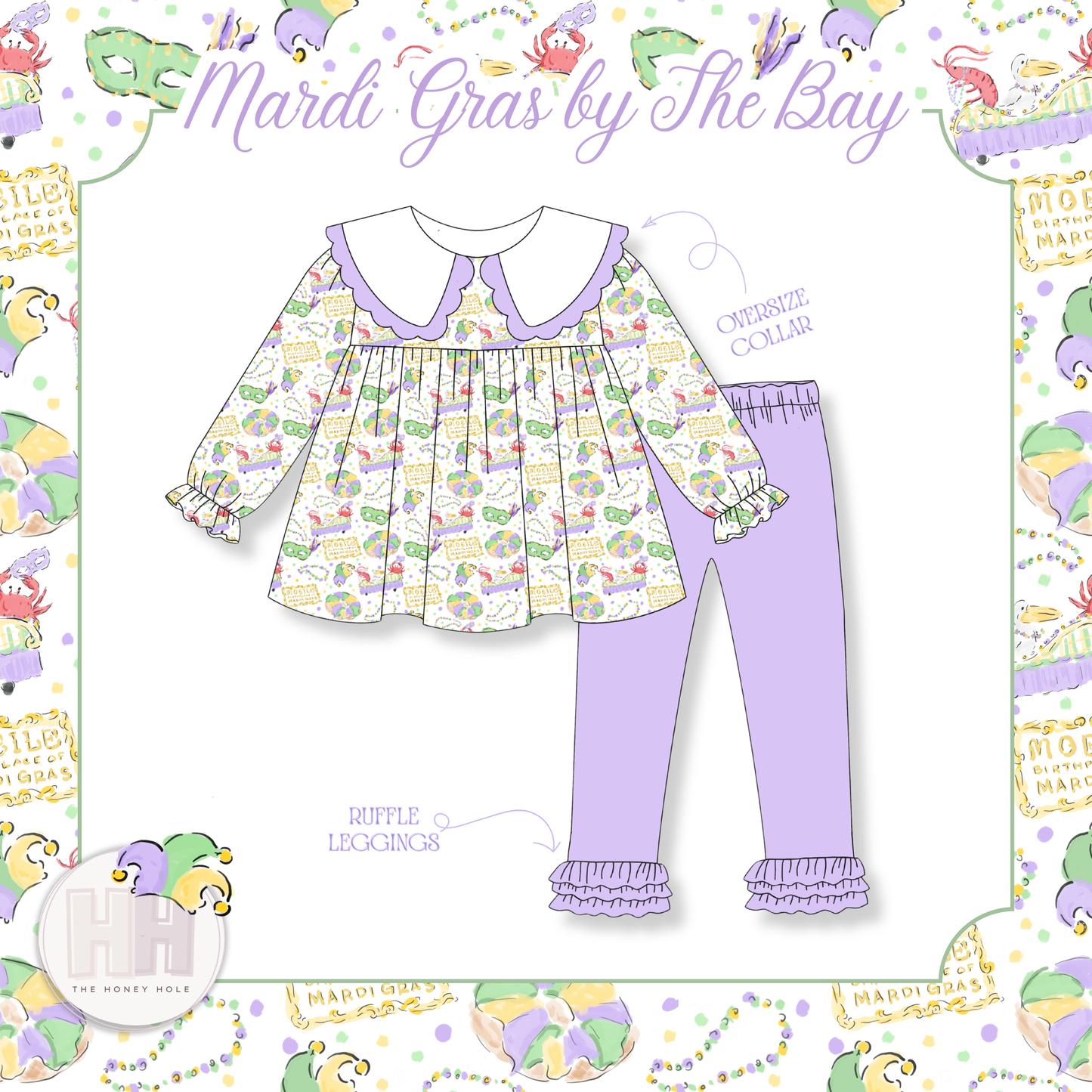 Mardi Gras By The Bay – Ruffle Legging Set