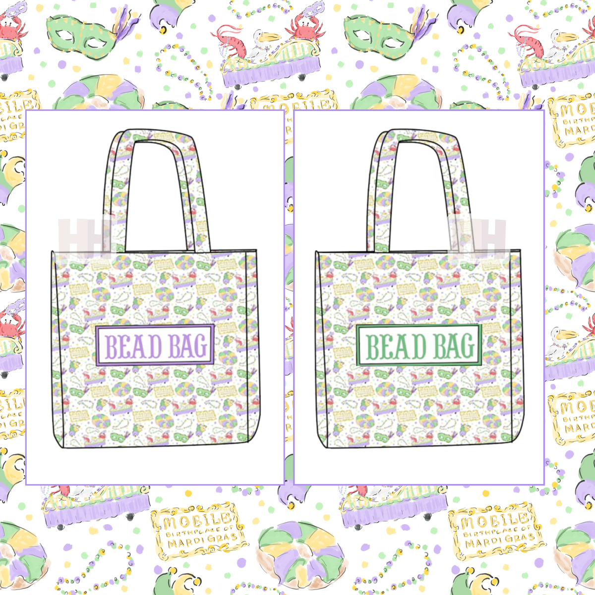 Handsmocked Mardi Gras Bag