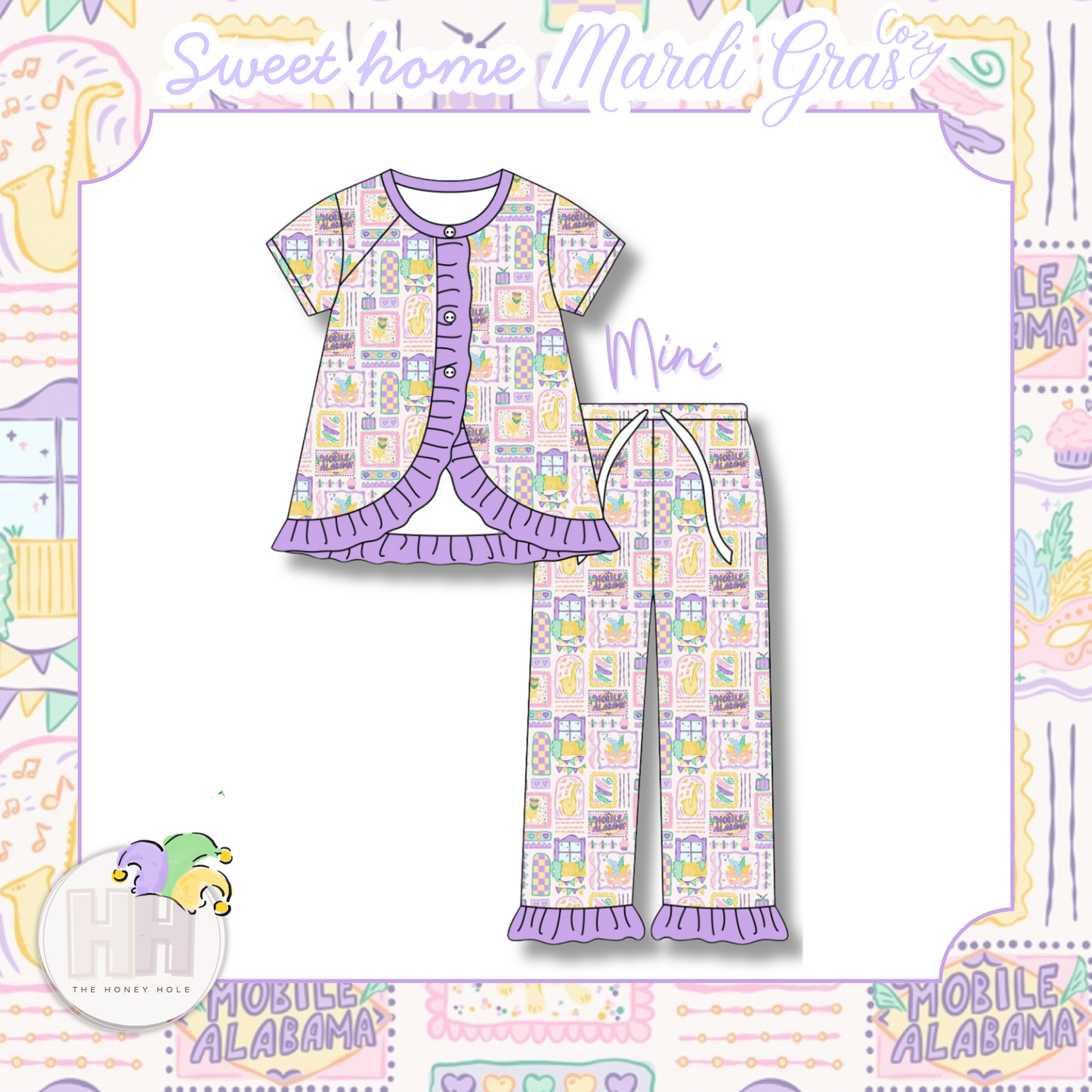 Sweet Home Mardi Gras - Girls PJ Set