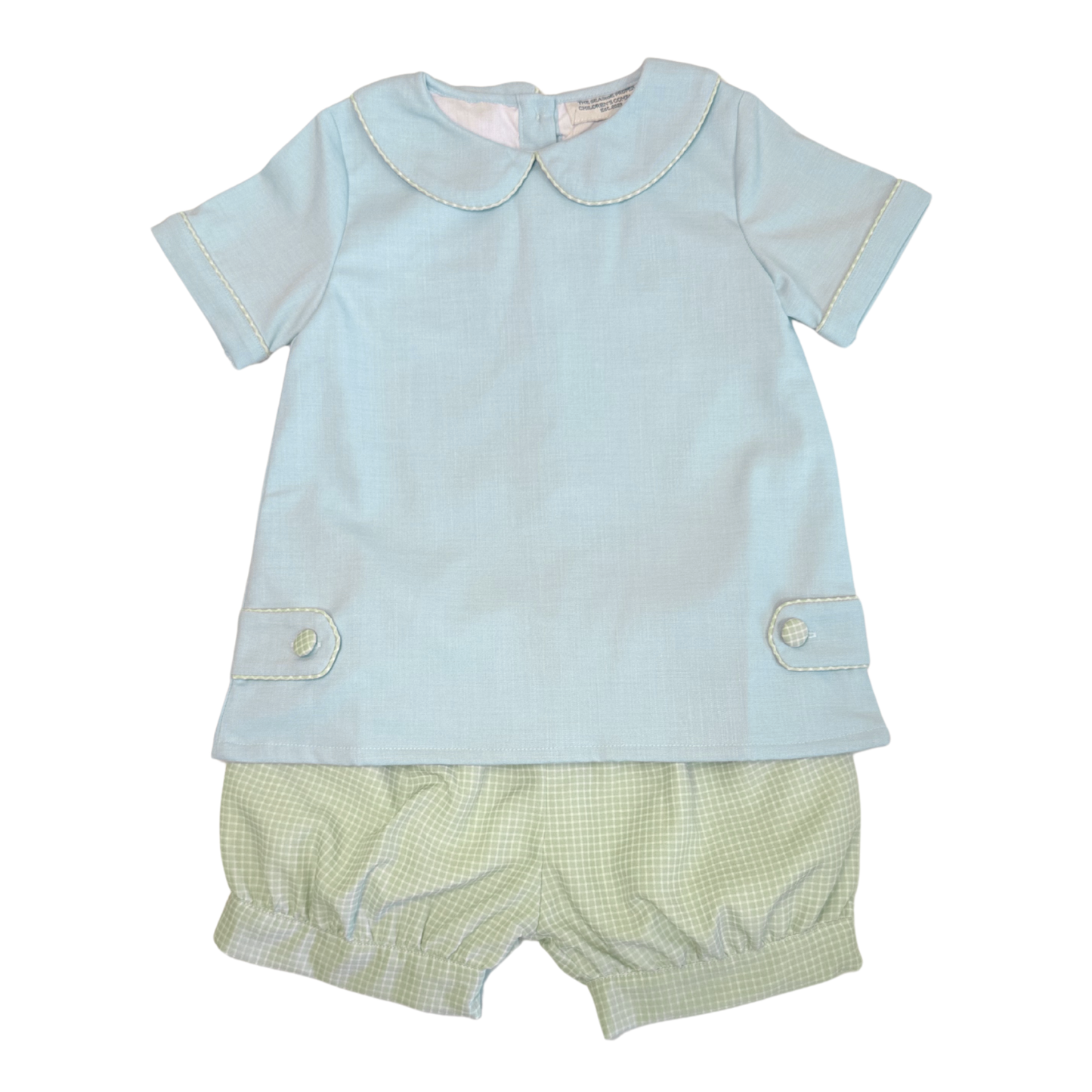 Chapel Blue Linen Boys Shortie Set